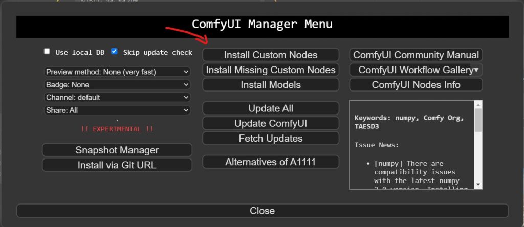 ComfyUI install custom nodes